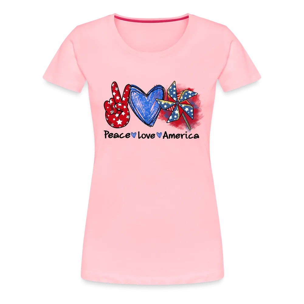 Peace, Love, America: Women's Premium T-Shirt