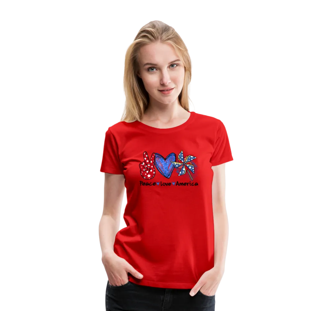 Peace, Love, America: Women's Premium T-Shirt