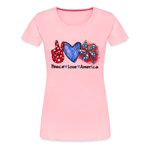 Peace, Love, America: Women's Premium T-Shirt