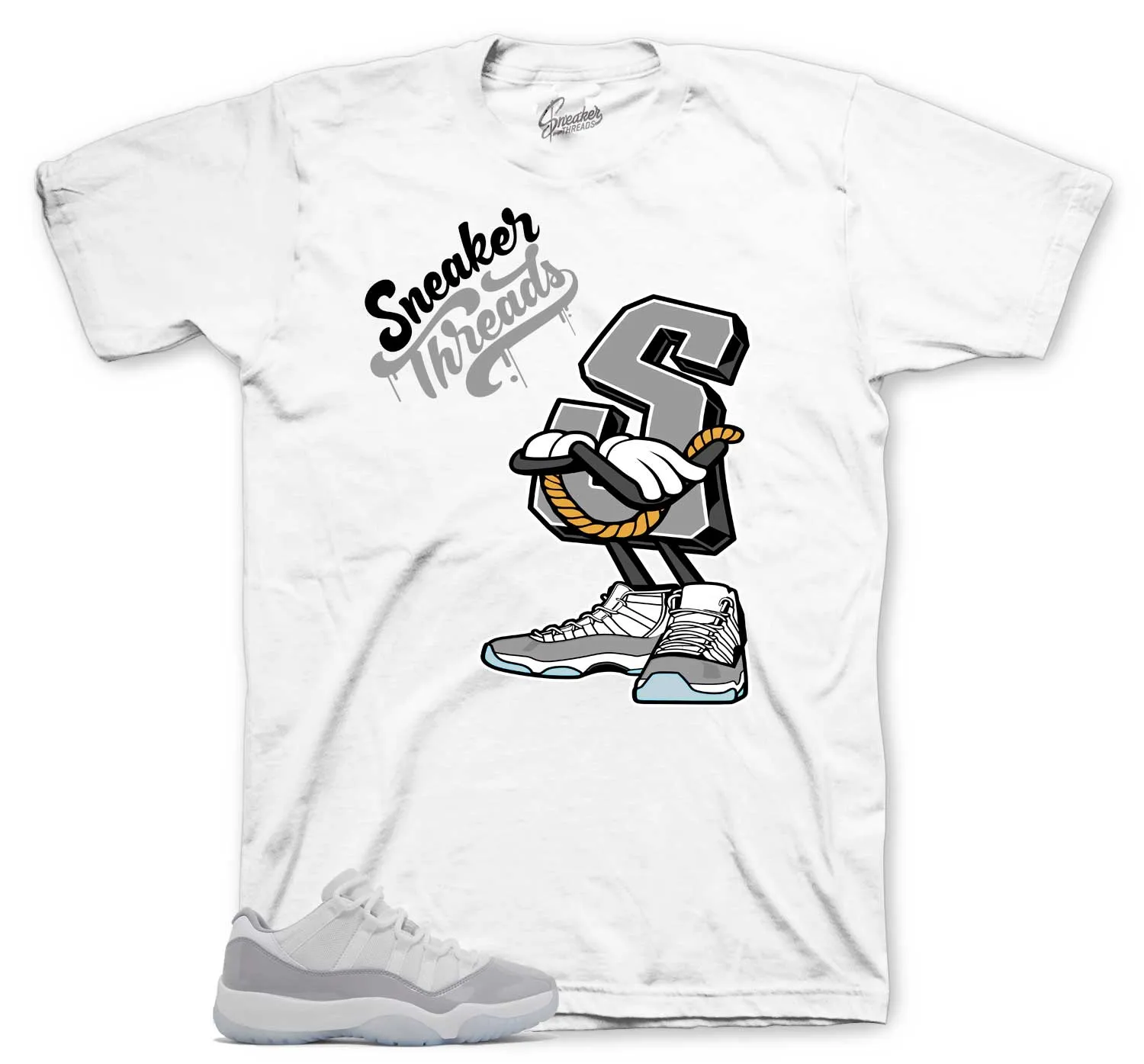 Retro 11 Cement Grey Shirt - Big S - White