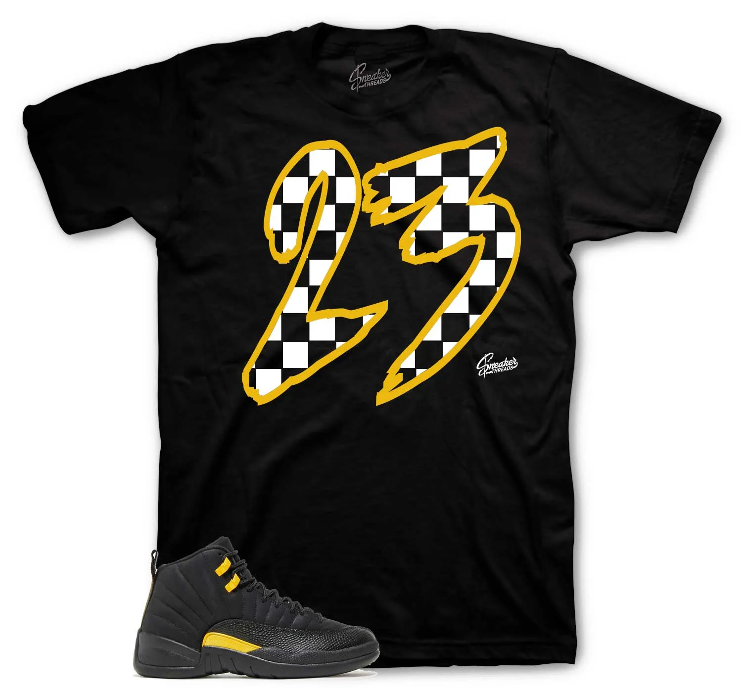 Retro 12 Black Taxi Shirt - Checkered - Black