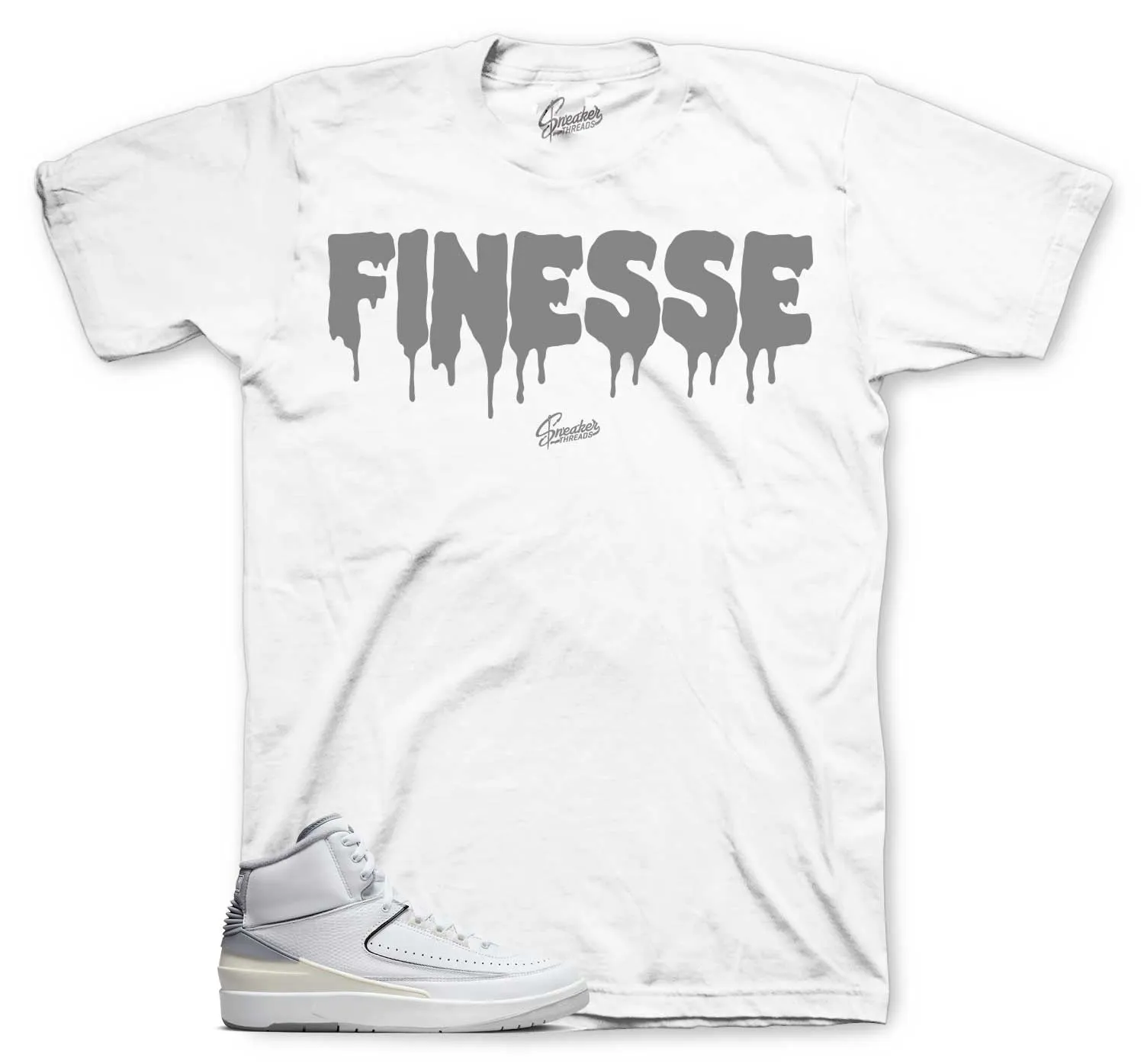 Retro 2 Cement Grey Shirt - Finesse - White