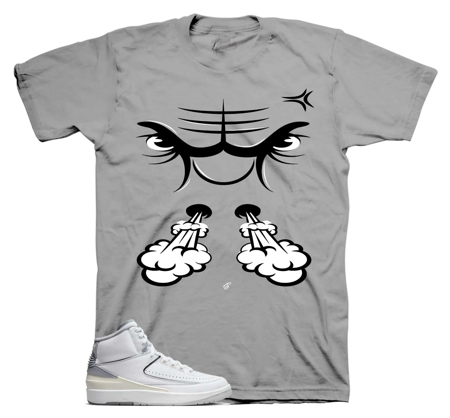 Retro 2 Cement Grey Shirt - Raging Face - Grey