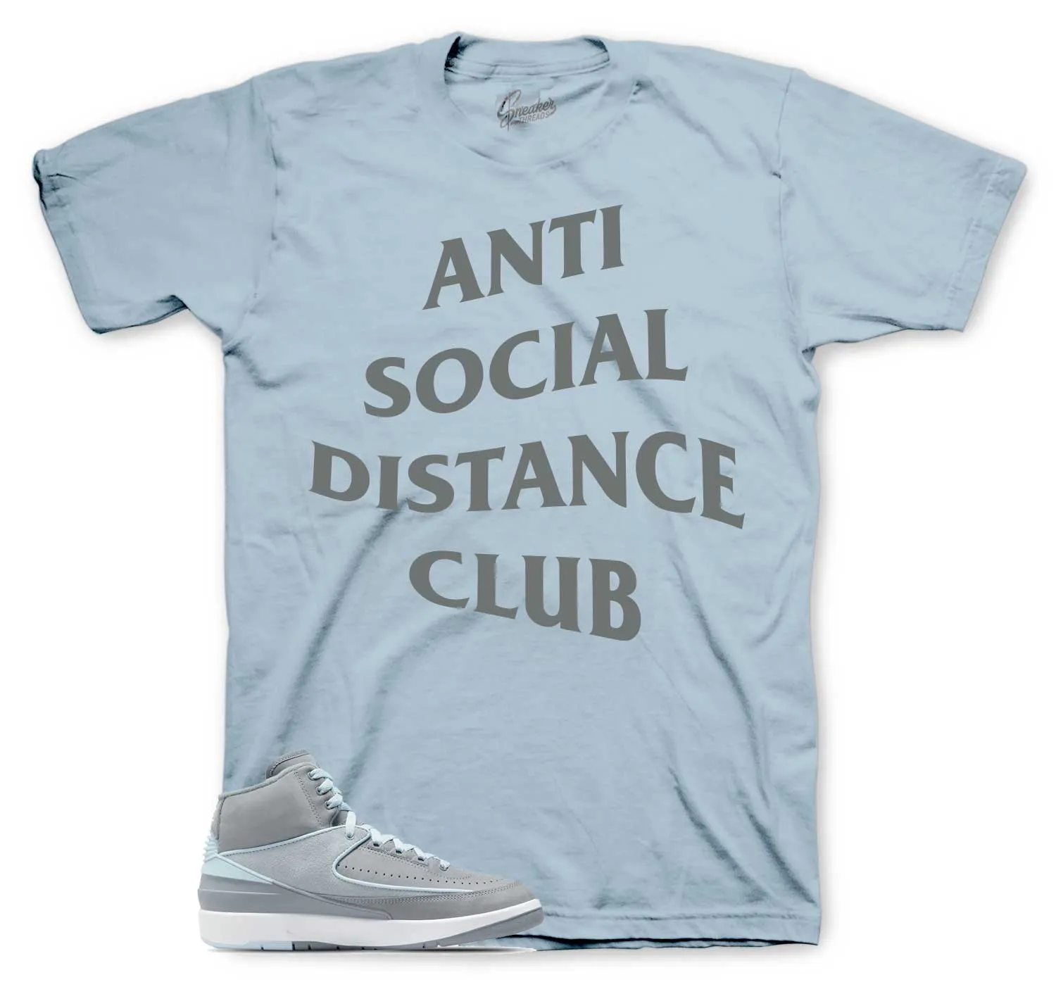 Retro 2 Cool Grey Shirt - Scoial Distance - Light BLue