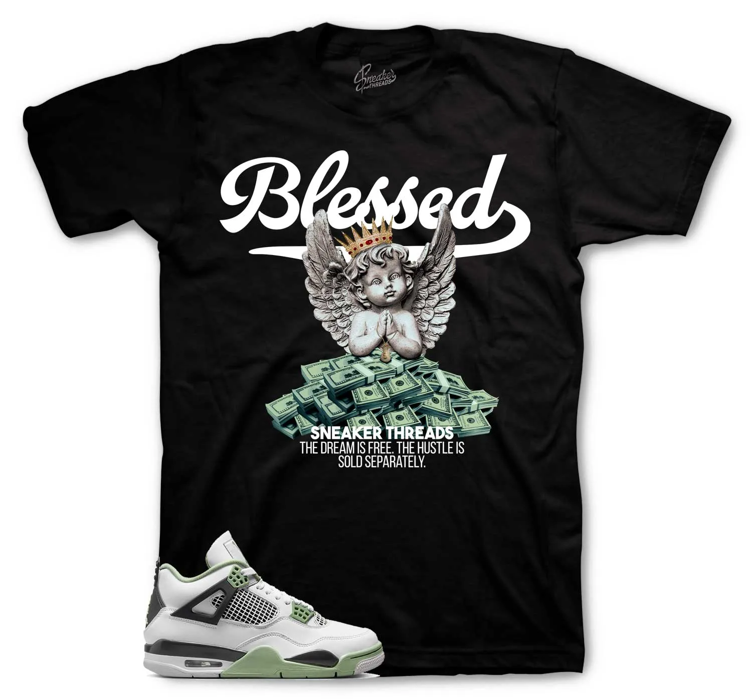 Retro 4 Oil Green Seafoam Blessed Angel Shirt