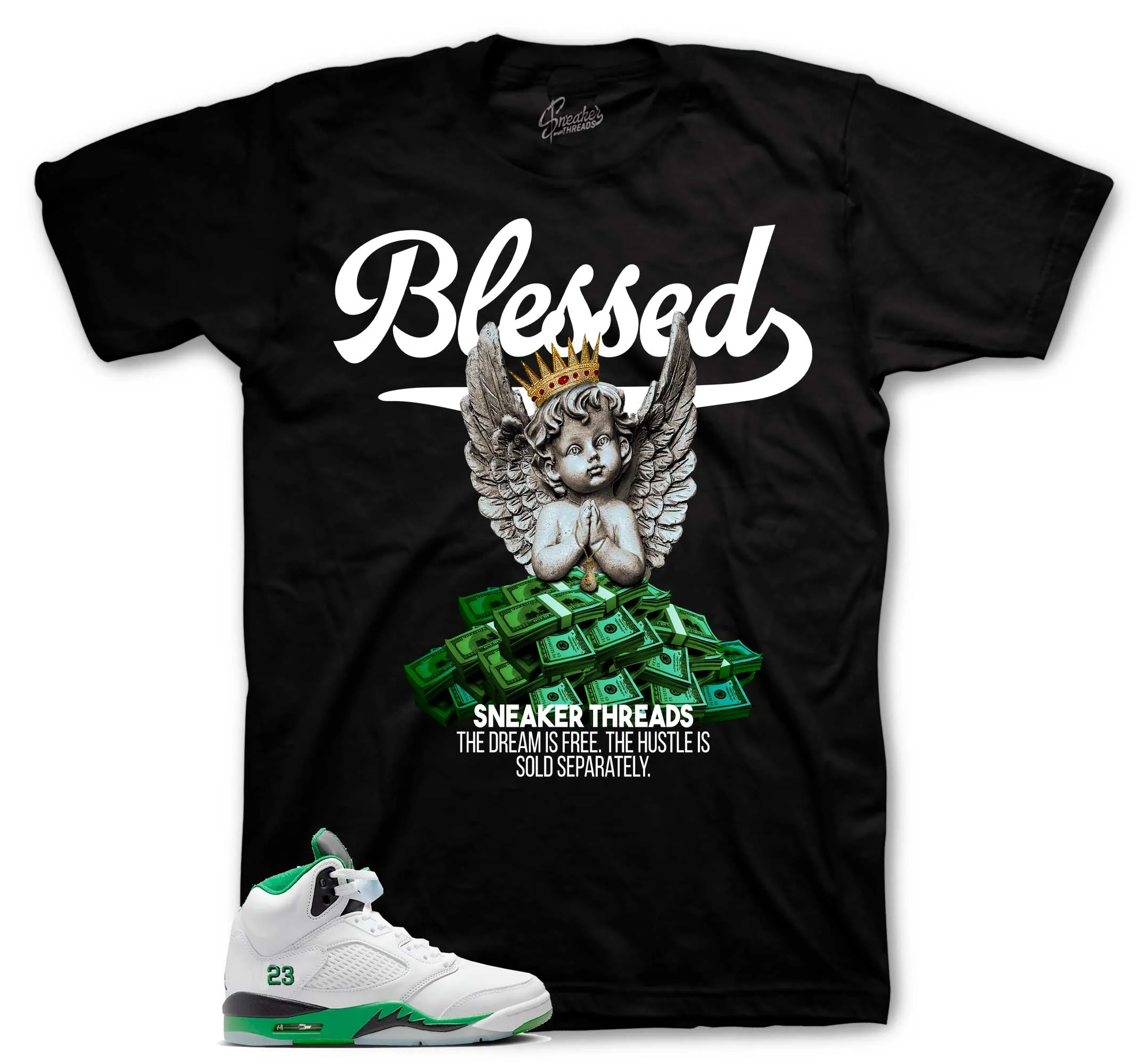 Retro 5 Lucky Green Blessed Angel Shirt