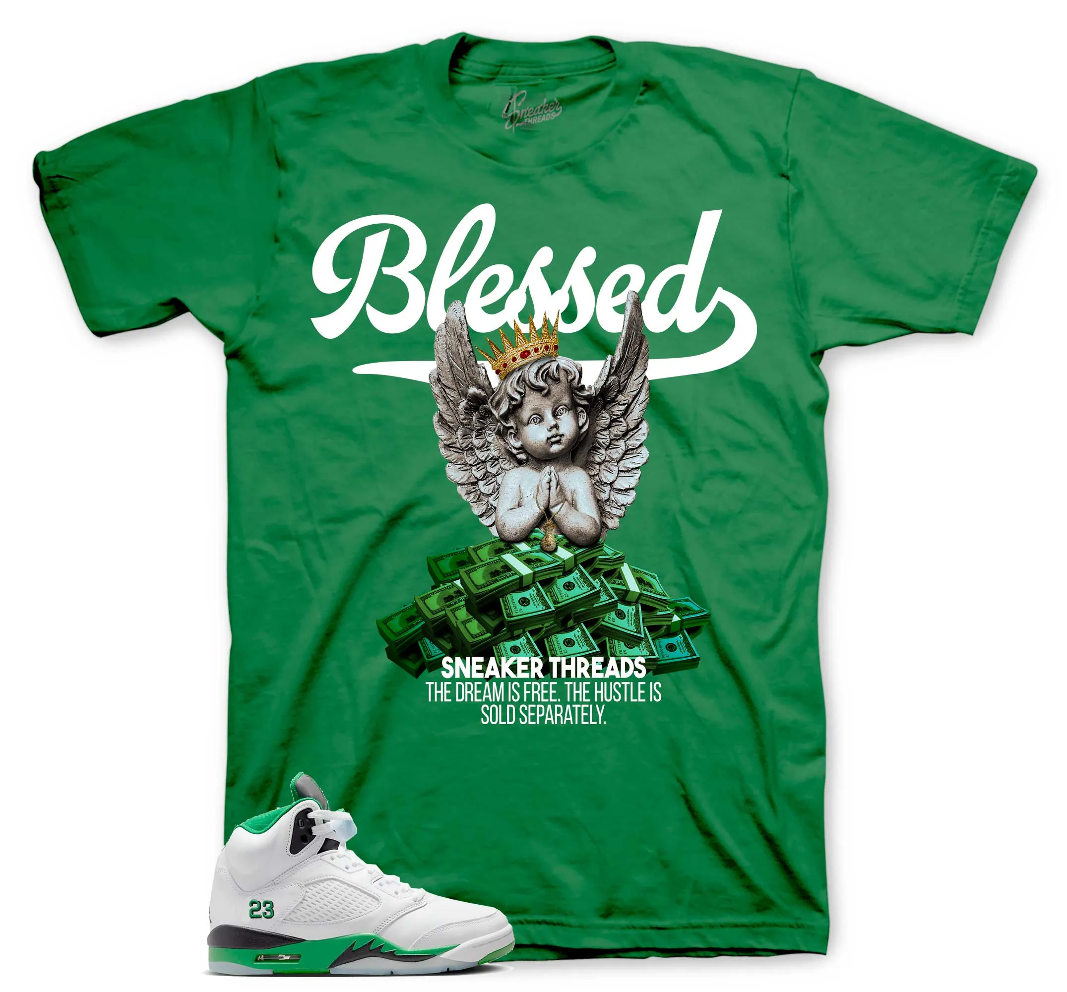 Retro 5 Lucky Green Blessed Angel Shirt