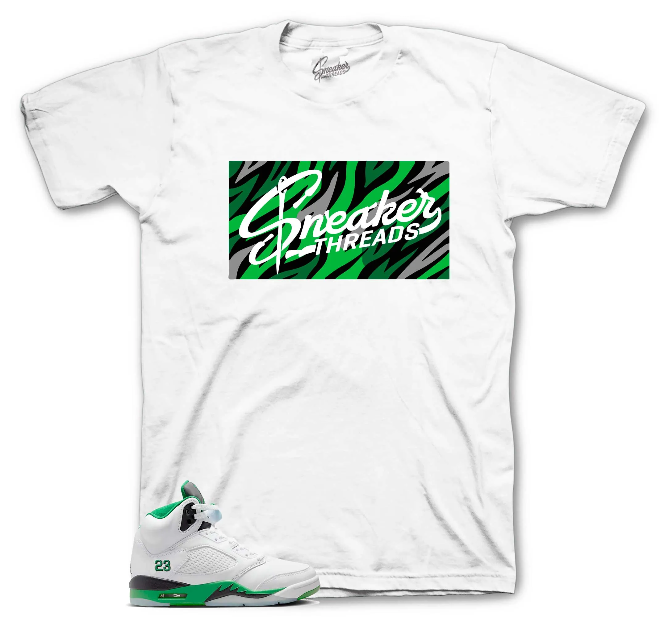 Retro 5 Lucky Green Sneaker Threads Box Shirt