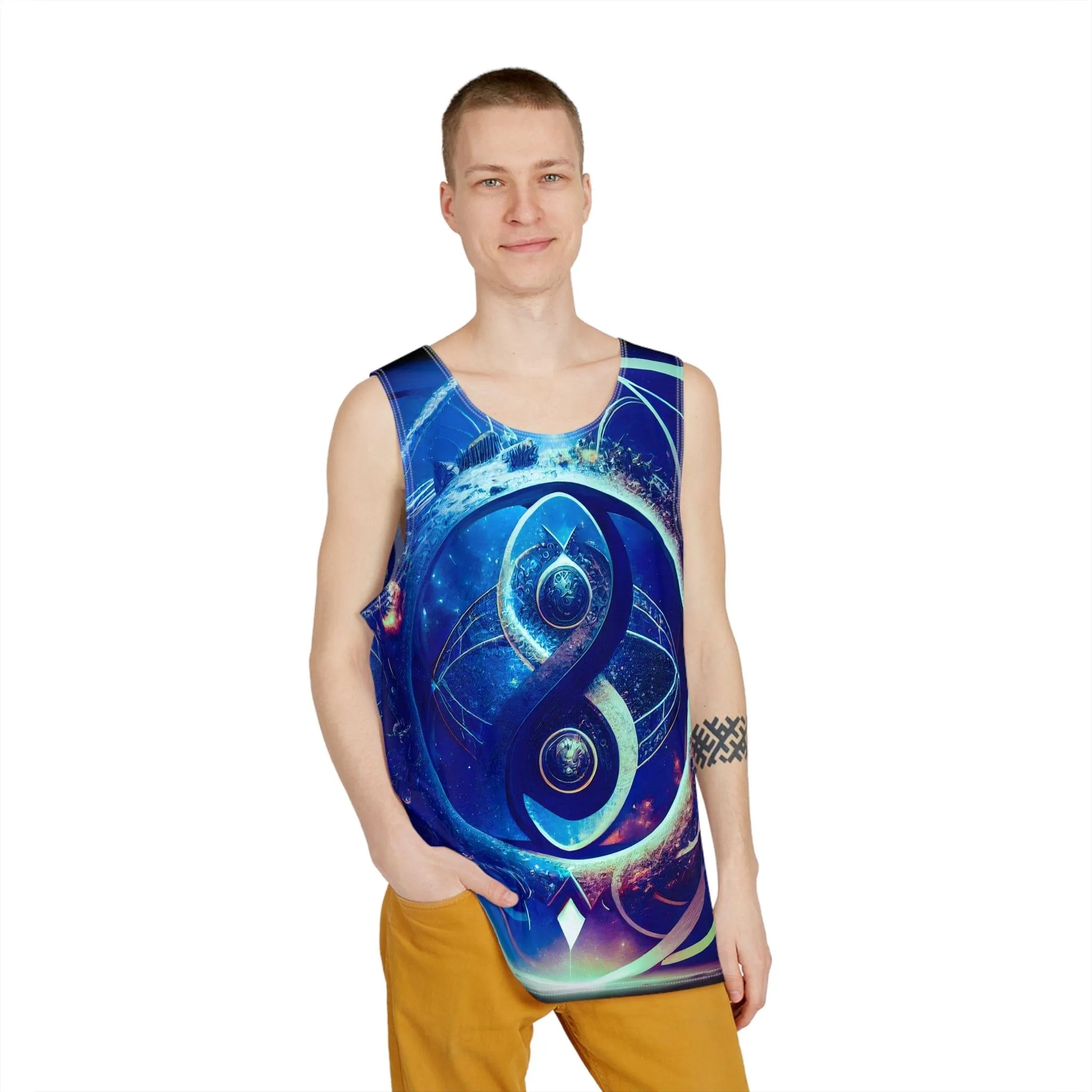 Sacred Geometry Infinity Blue Tank Top Shirt Custom Sublimation Print All-Over Design Tank Top - Stylish Comfort for Gym and Streetwear