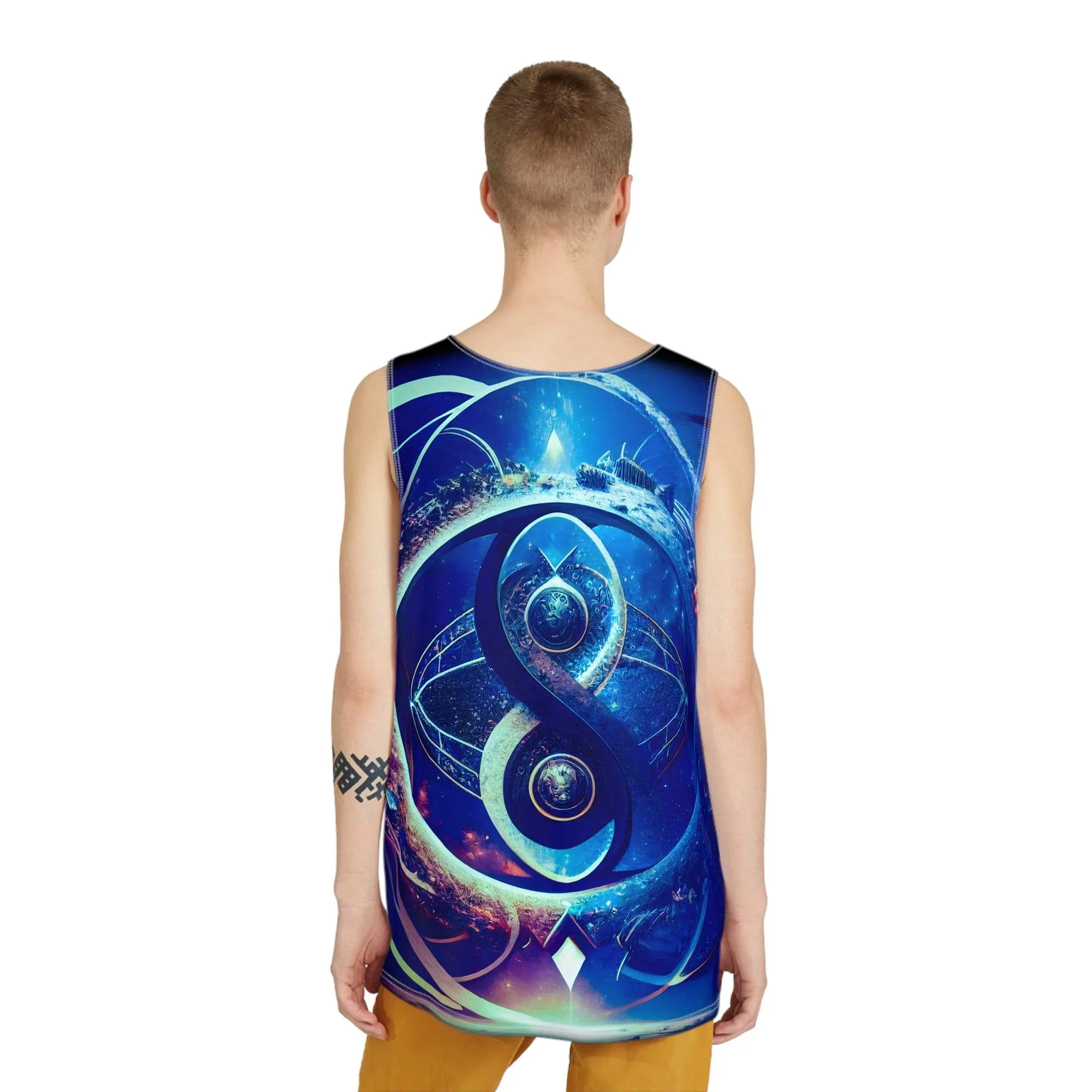 Sacred Geometry Infinity Blue Tank Top Shirt Custom Sublimation Print All-Over Design Tank Top - Stylish Comfort for Gym and Streetwear