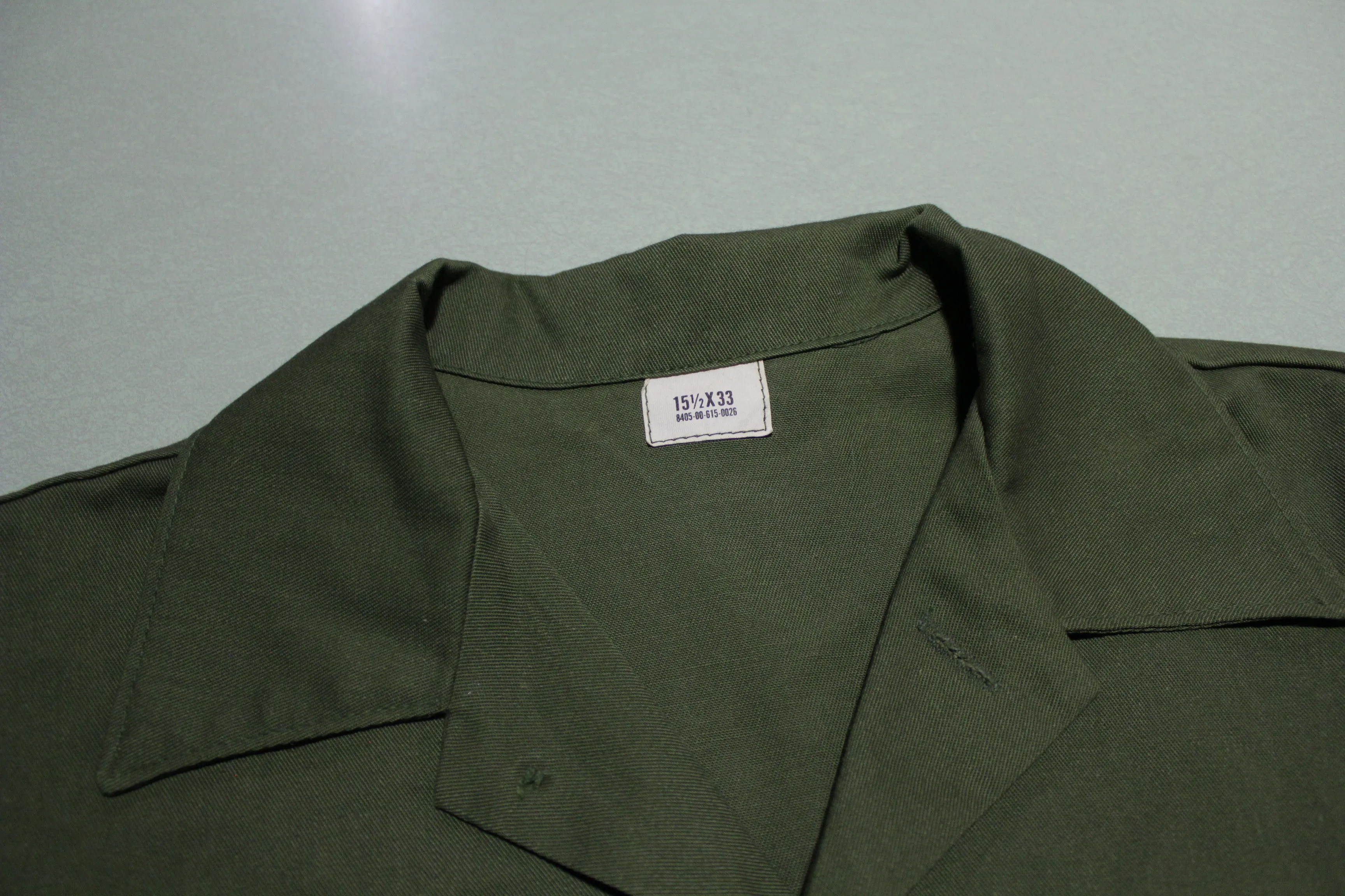 Shirt Utility Dura Press OG-507 DLA100 1987 Vintage 80s Military Army Issue Drab Olive Shirt