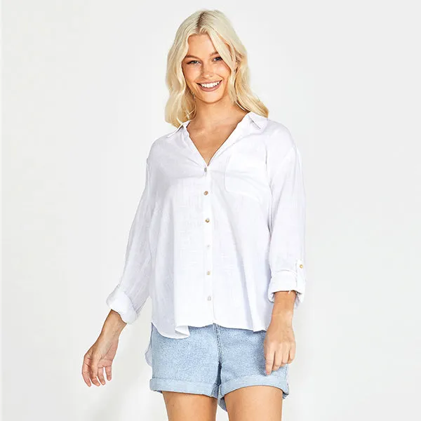 Taylor Long Sleeve Shirt - White