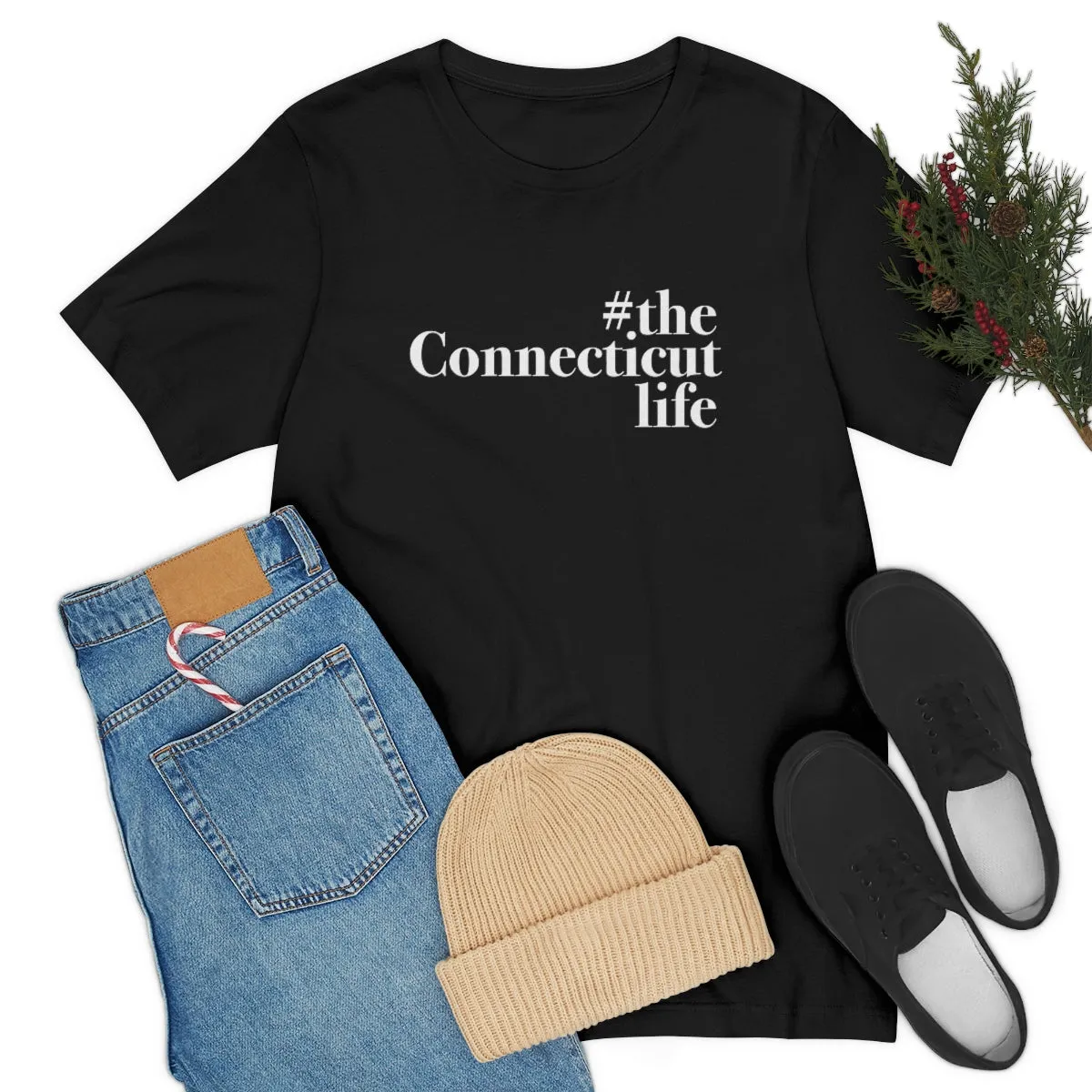 #theconnecticutlife Unisex Jersey Short Sleeve Tee - White Font