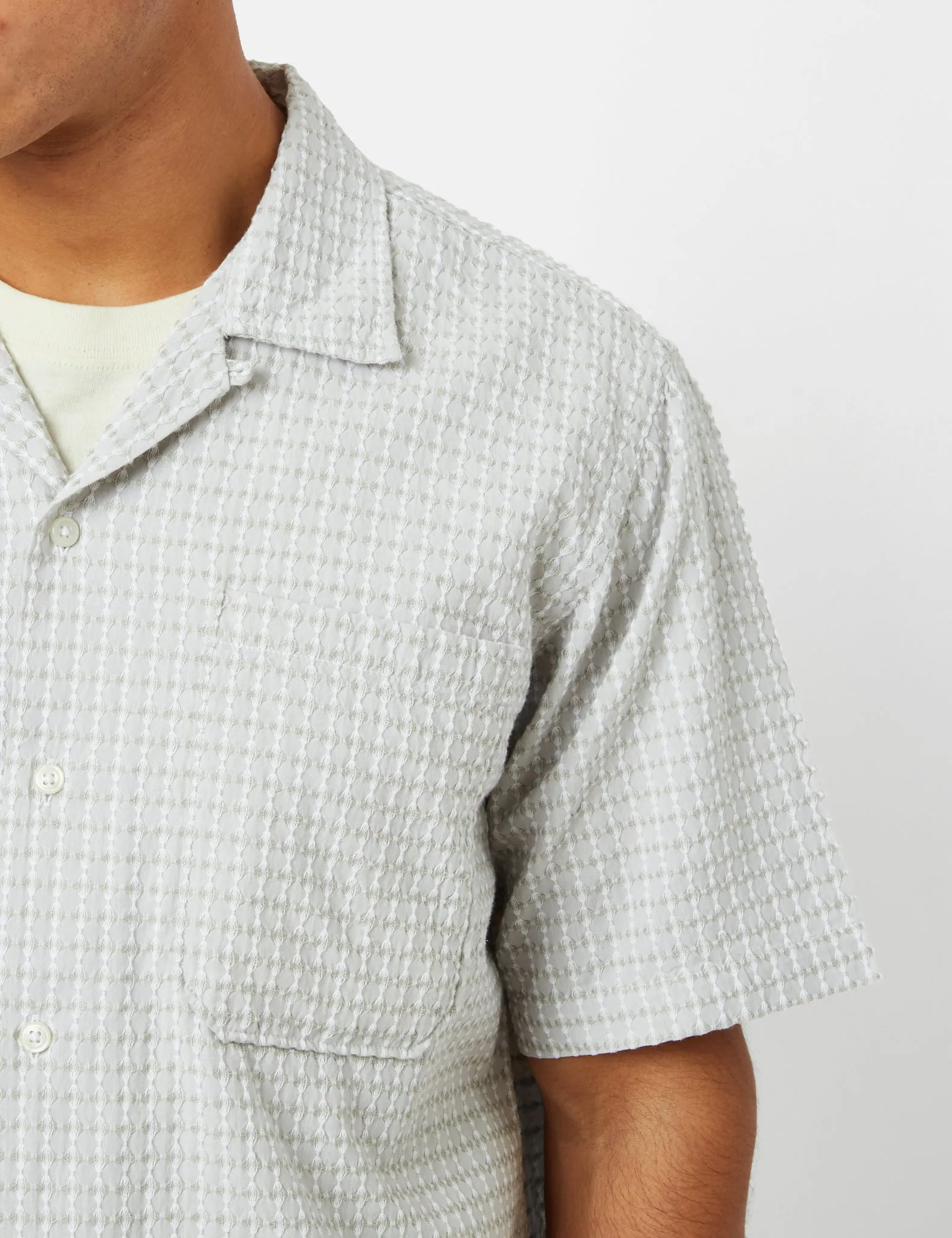 Universal Works Camp Shirt (Delos Cotton) - Light Olive Green