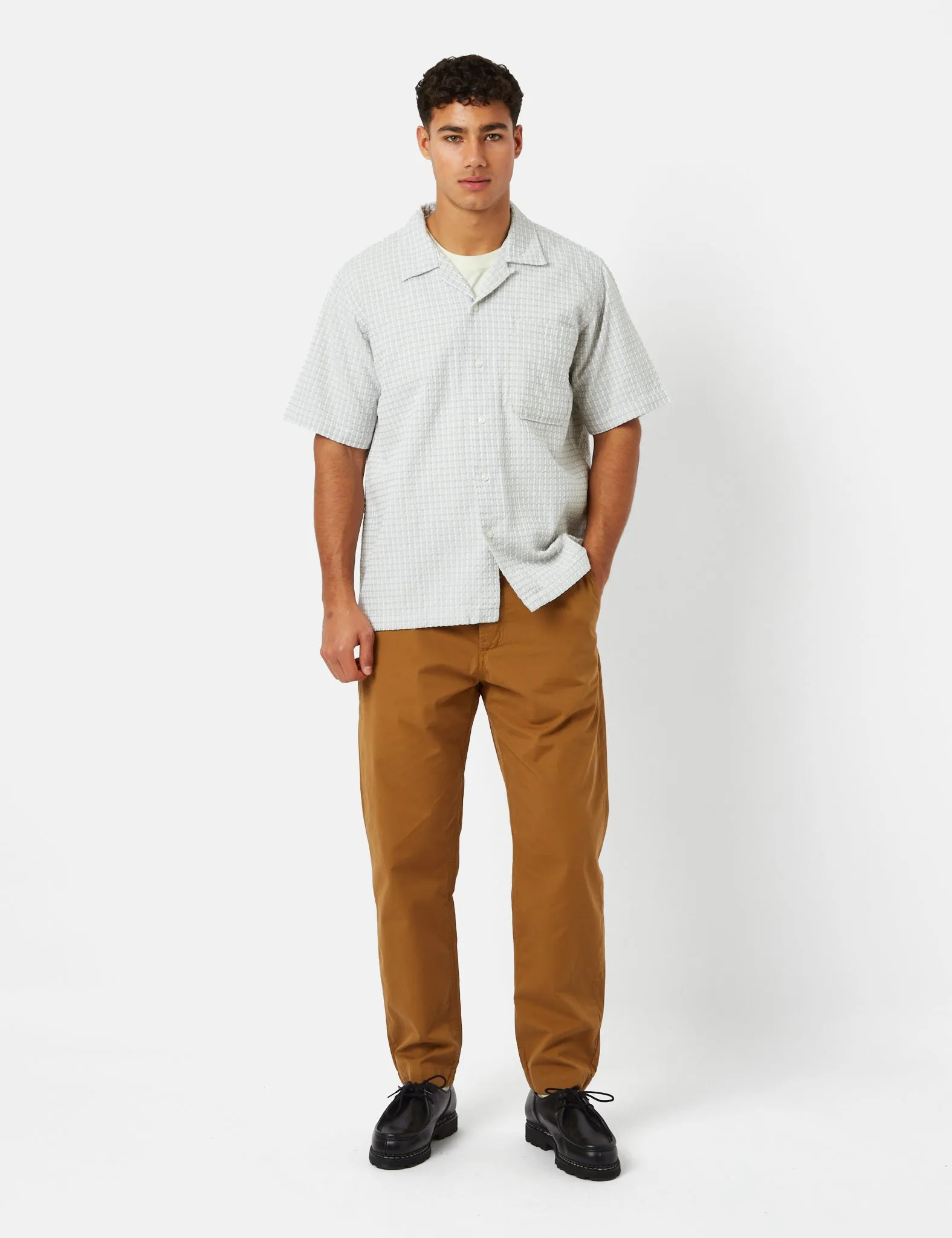 Universal Works Camp Shirt (Delos Cotton) - Light Olive Green