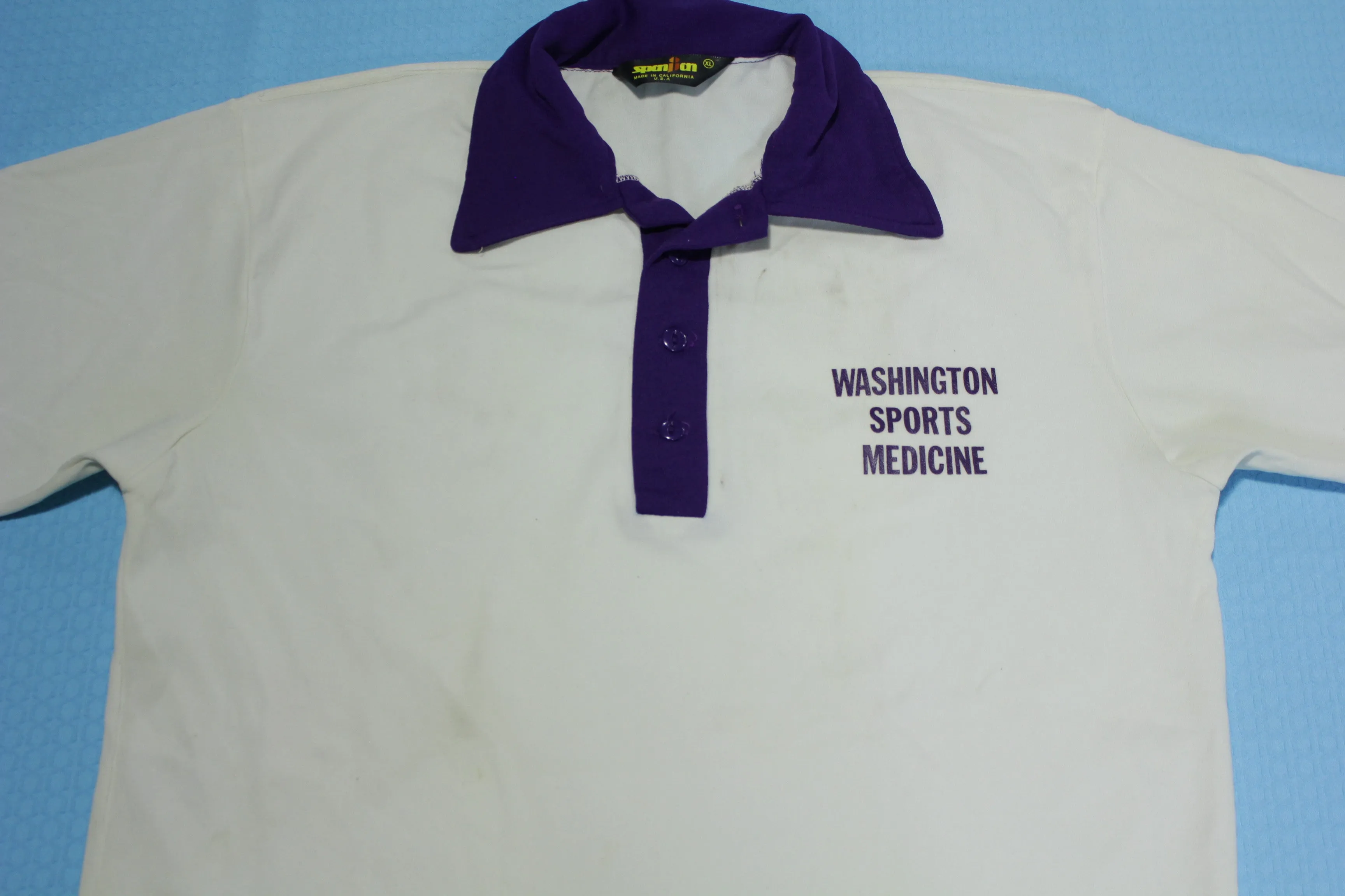 UW University of Washington Huskies Vintage 80's Sports Medicine Football Polo Shirt