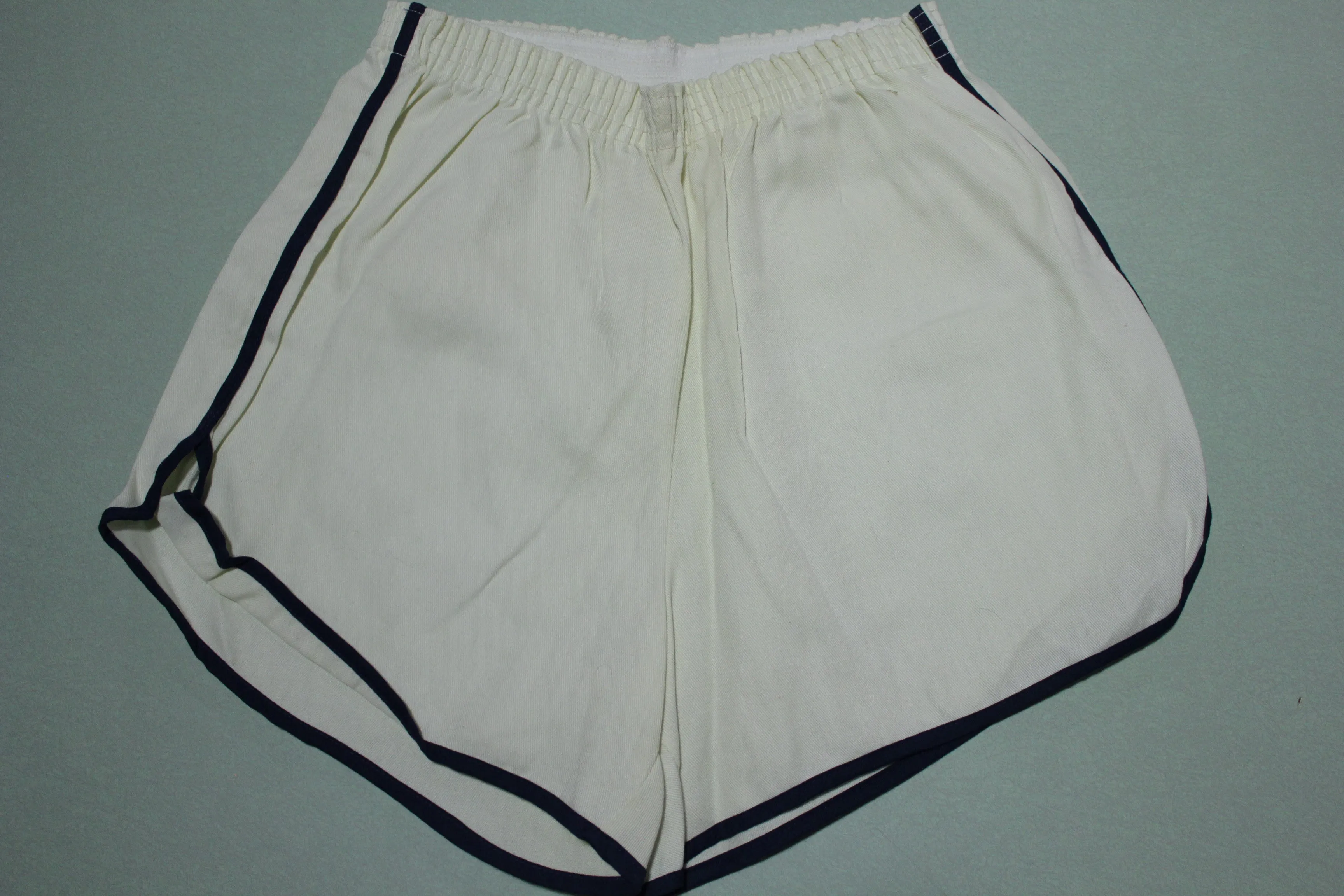 Vintage 70's 80's Nylon Striped Blank Running High School Gym Shorts