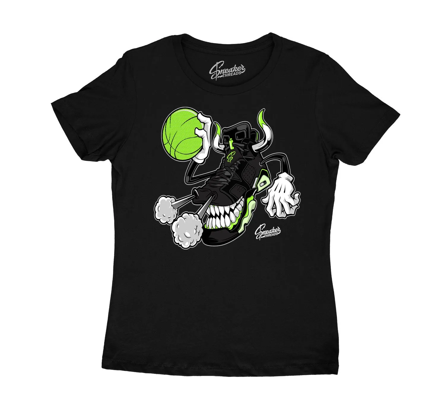 Womens Electric Green 6 Shirt - Fly Kicks - Black