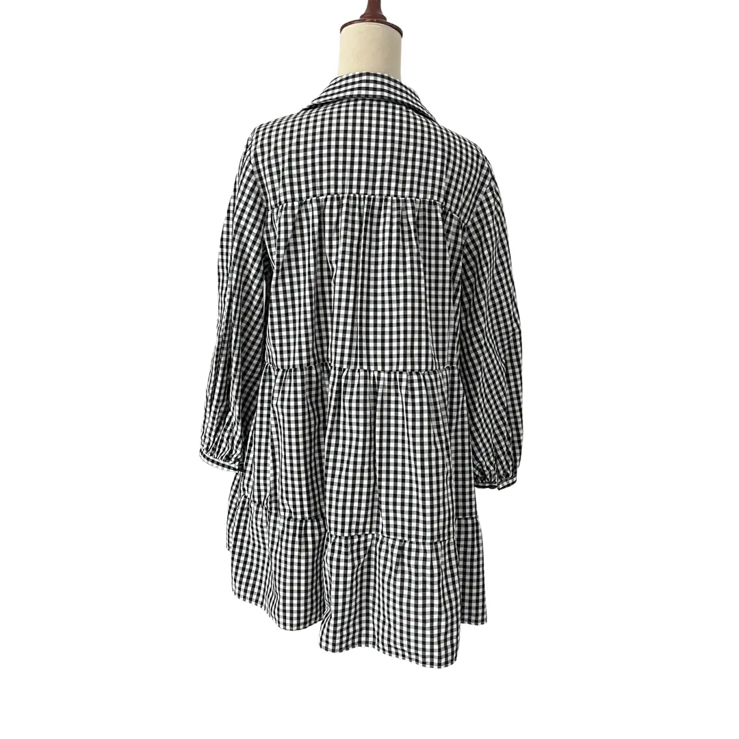 ZARA Black & White Checked Long Top | Pre Loved |